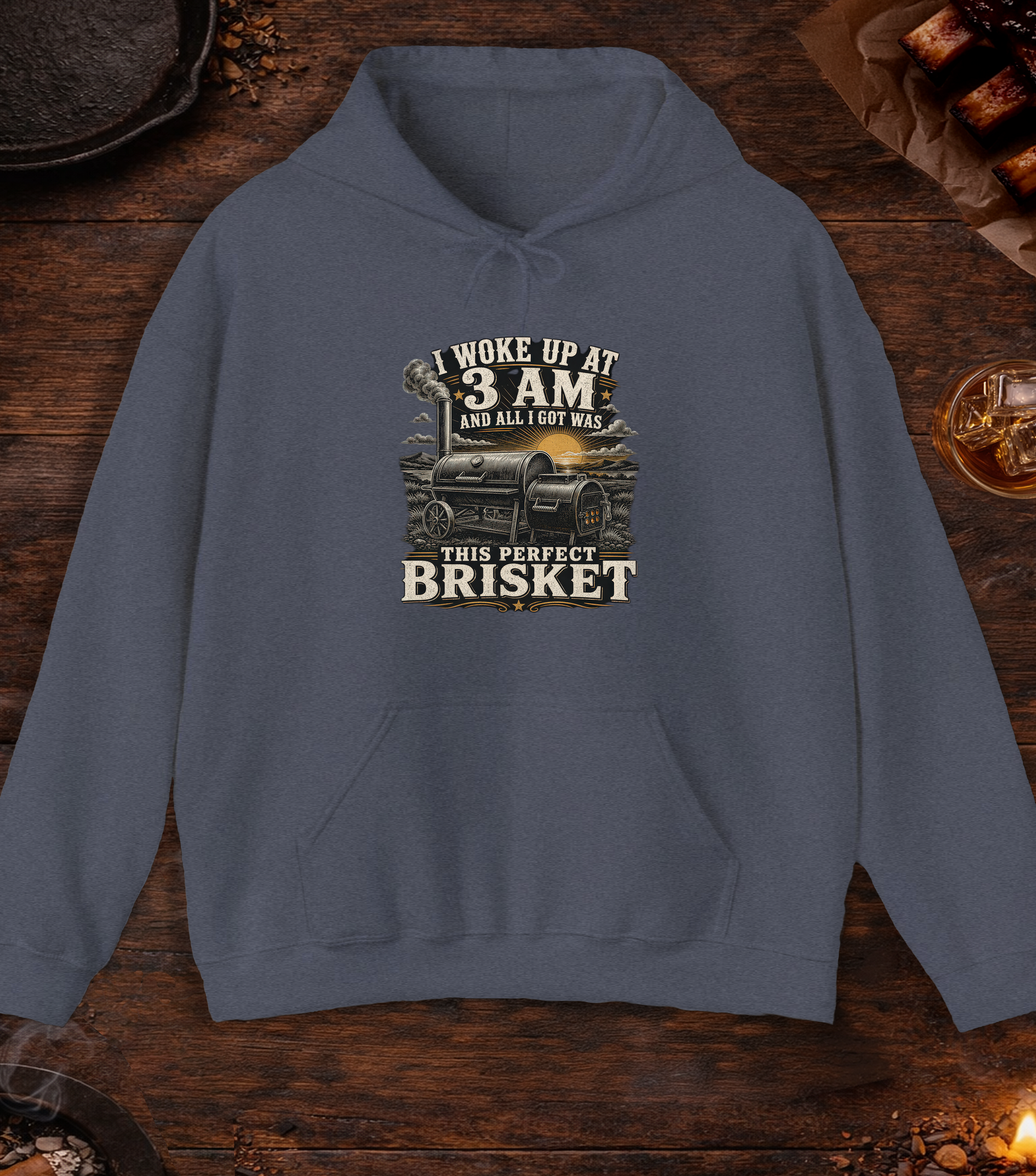 Woke Up At 3am Hoodie - Heather Navy