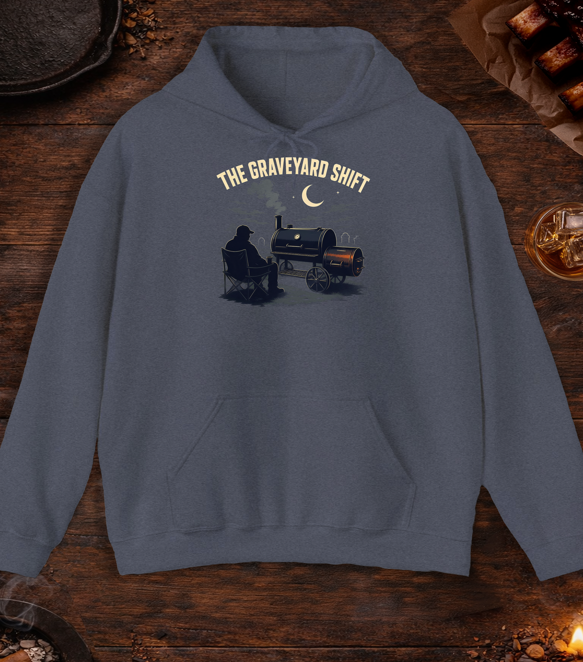 Graveyard Shift Hoodie - Heather Navy