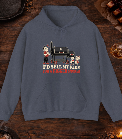 I'd Sell My Kids For A Bigger Smoker Hoodie - Heather Navy