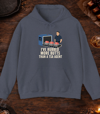 I've Rubbed More Butts Than A TSA Agent Hoodie - Heather Navy