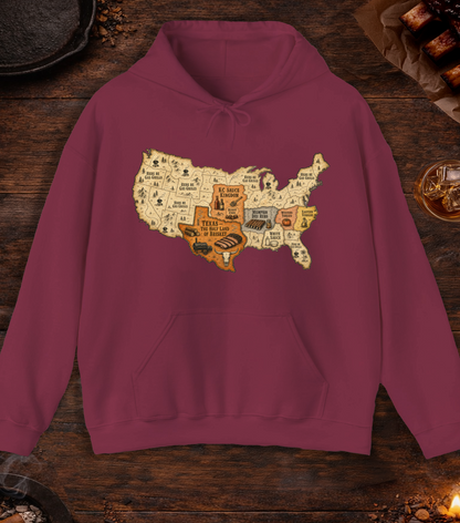 Map of BBQ Hoodie - Maroon