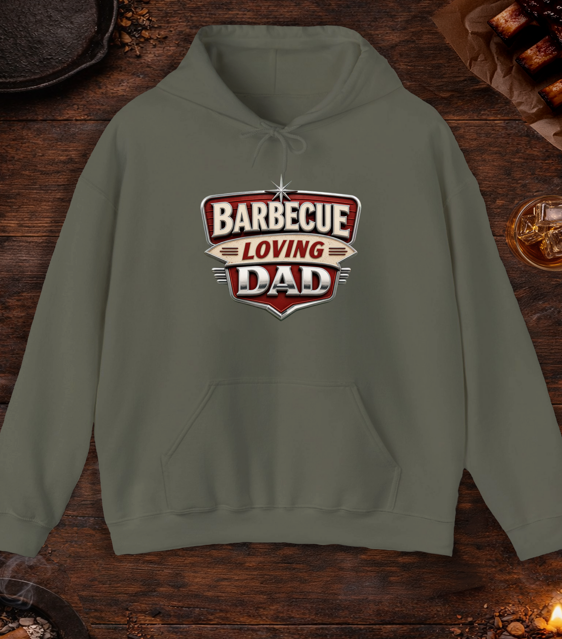 BBQ Loving Dad Hoodie - Military Green