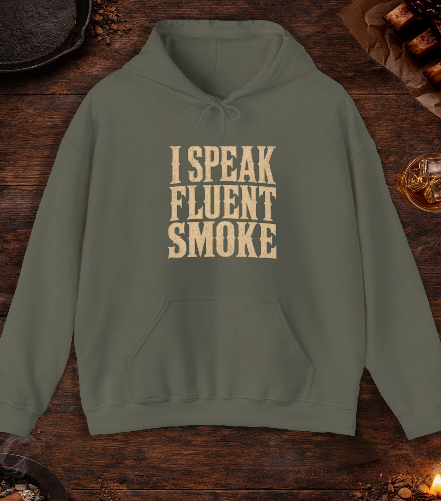 Speak Fluent Smoke Hoodie - Military Green