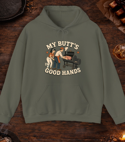 My Butt's In Good Hands Hoodie - Military Green