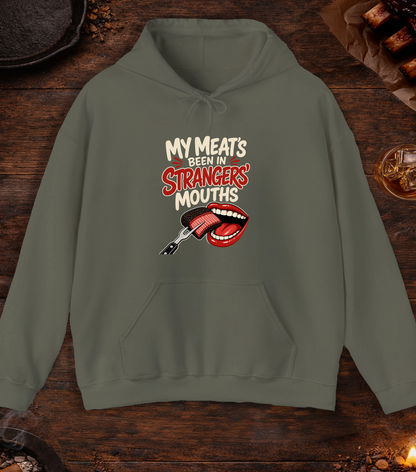 Meat in Strangers Mouths Hoodie - Military Green