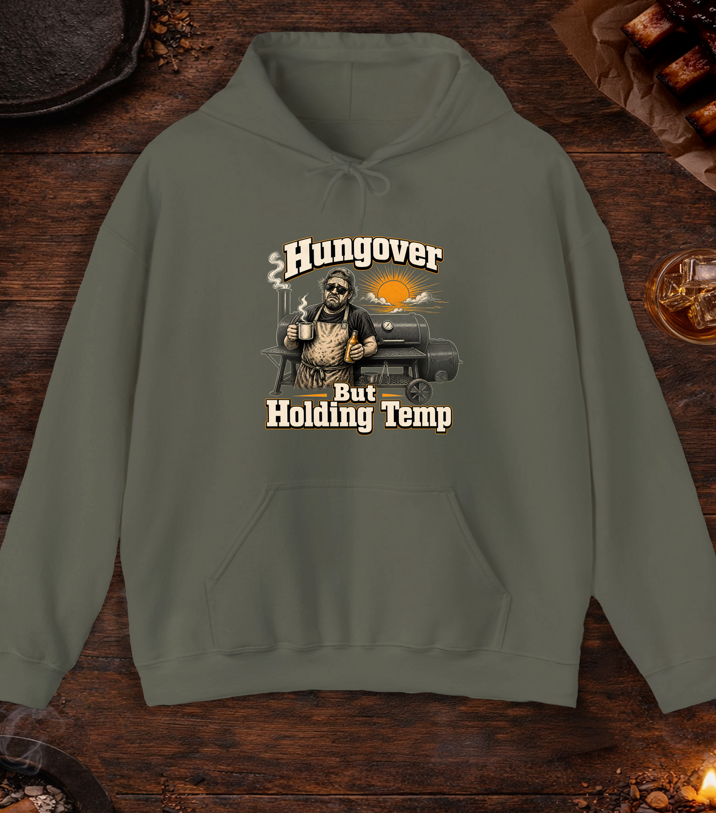 Hungover Holding Temp Hoodie - Military Green
