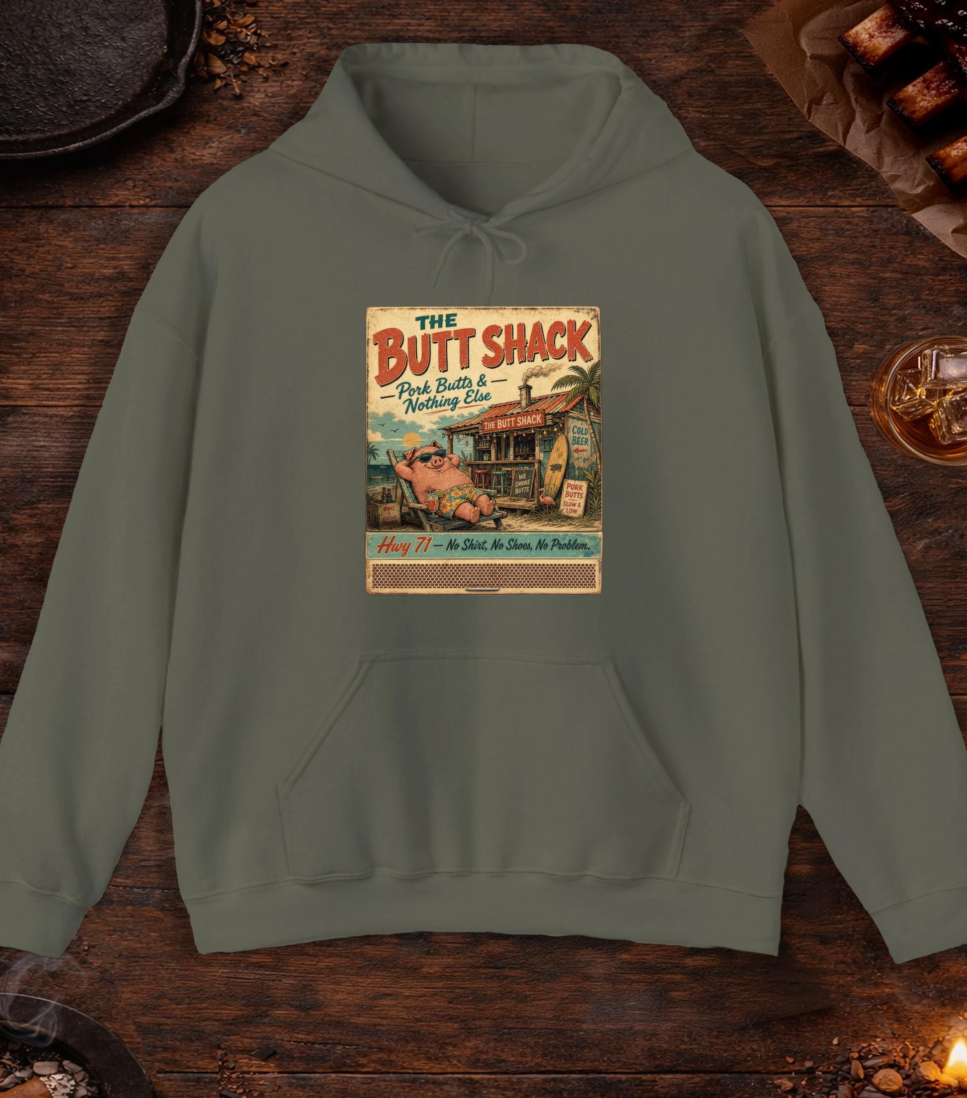 Butt Shack Matchbook Hoodie - Military Green