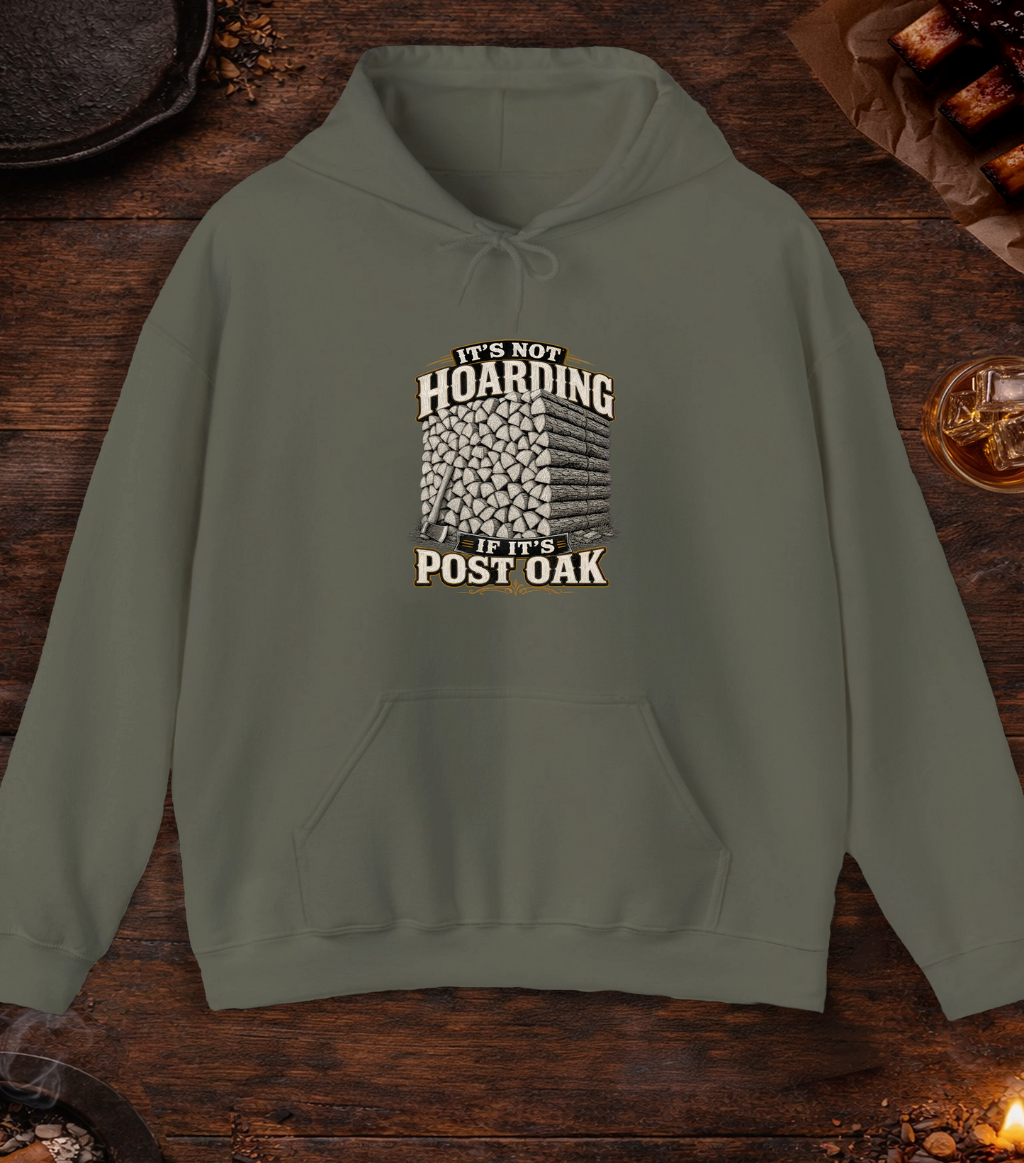 Not Hoarding Post Oak Hoodie - Military Green