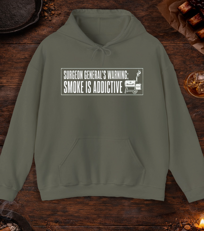 Surgeon General's Warning: Smoke Is Addictive Hoodie - Military Green