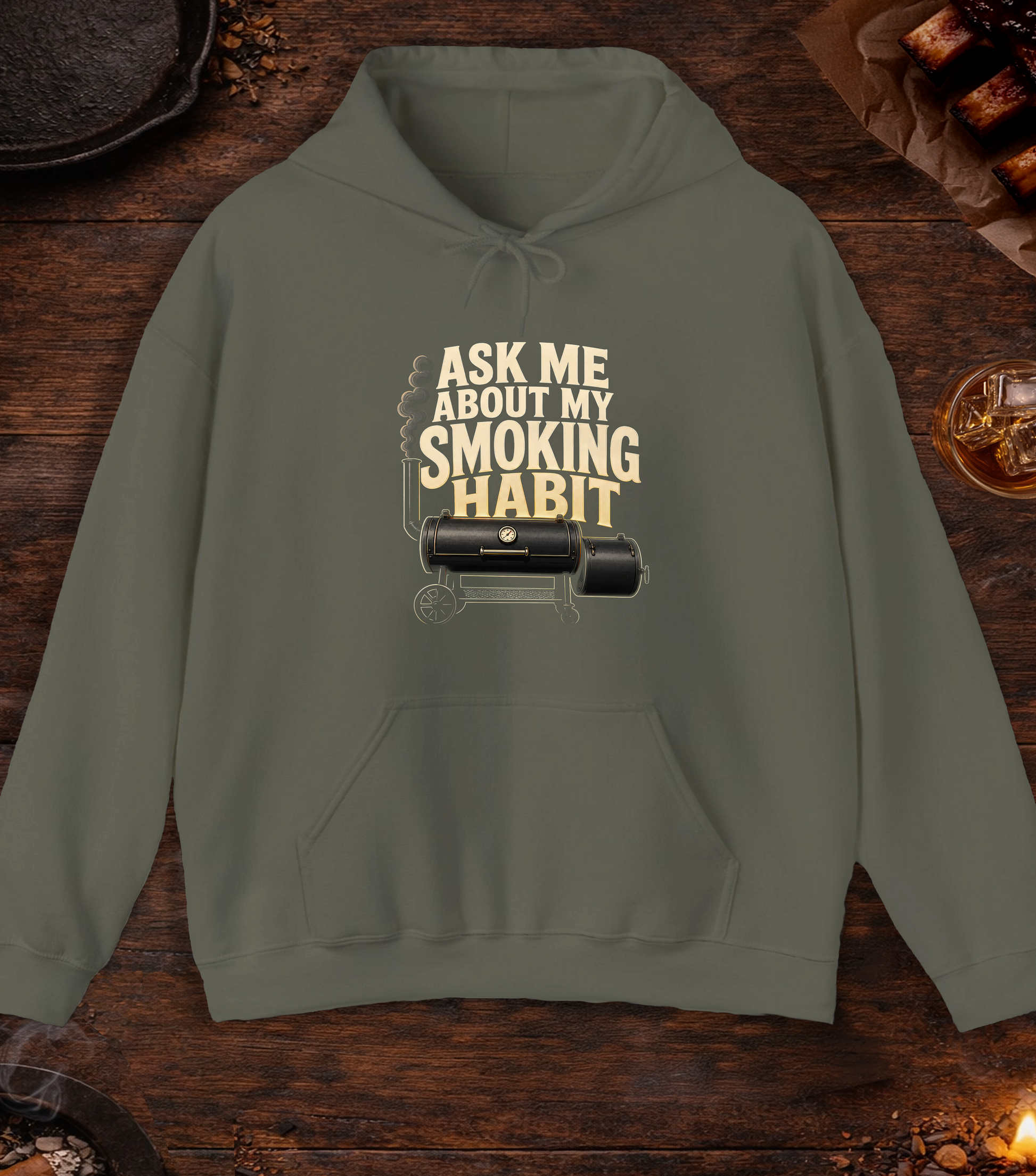 Smoking Habit Hoodie - Military Green