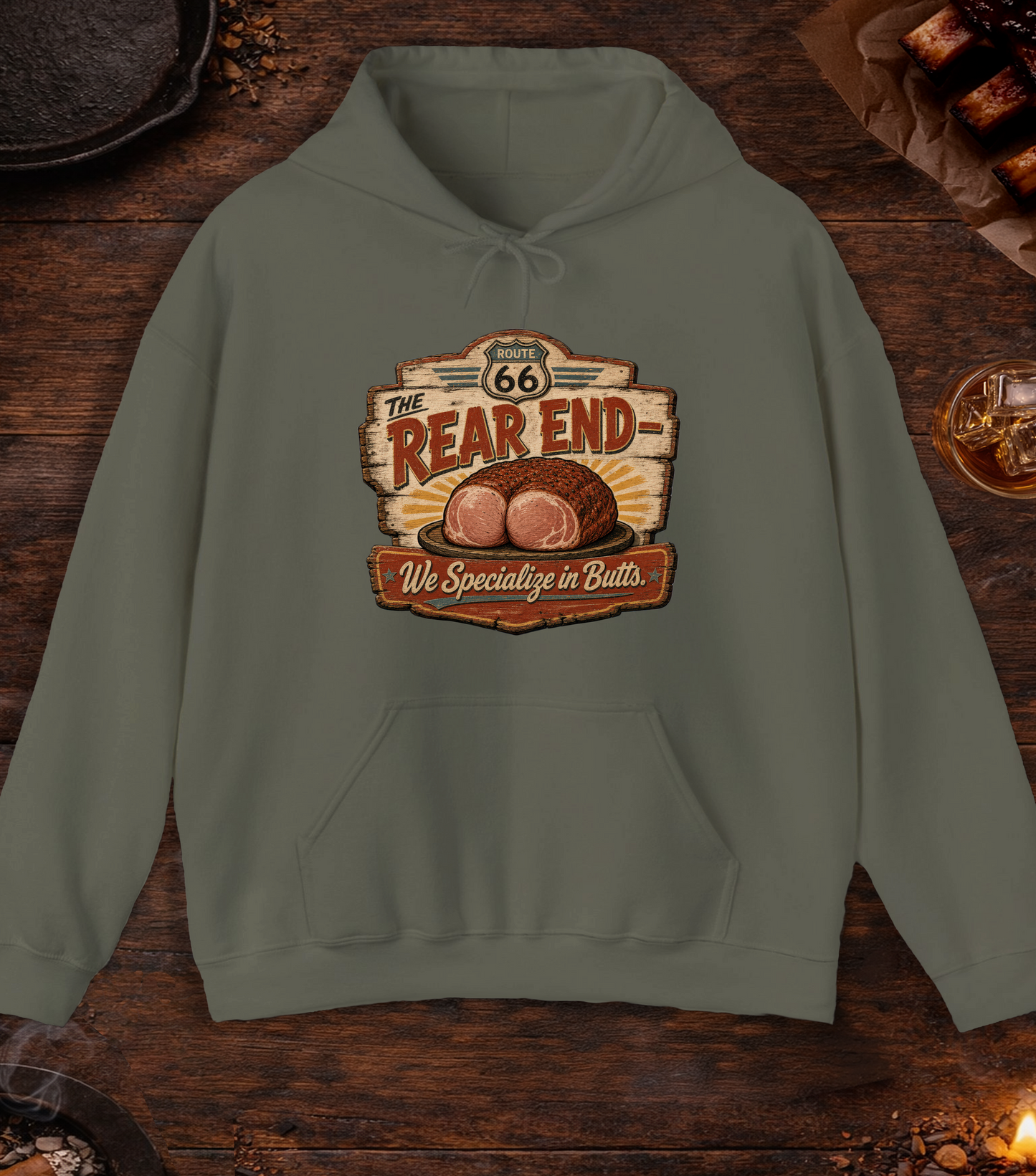 The Rear End Hoodie - Military Green