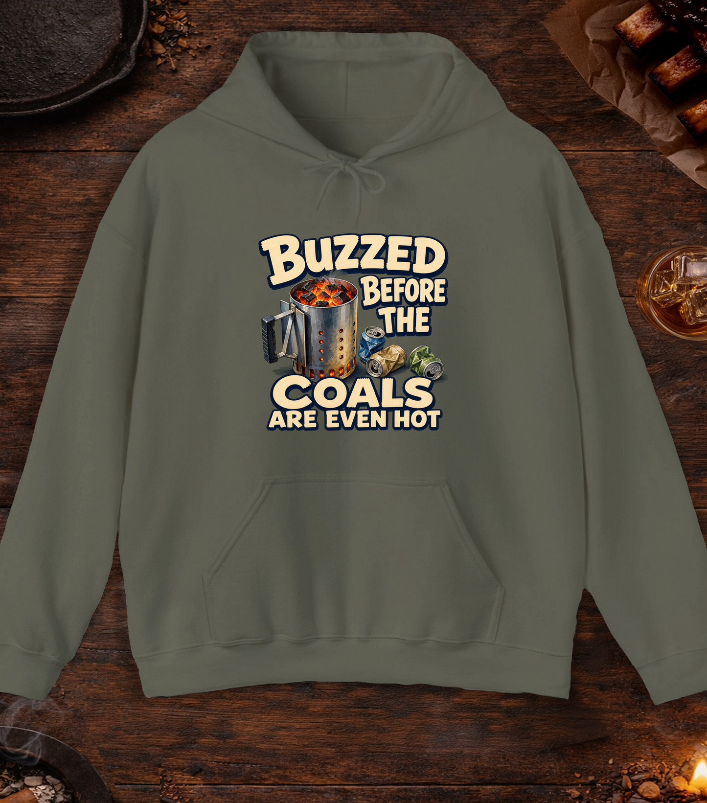 Buzzed Before Hoodie - Military Green