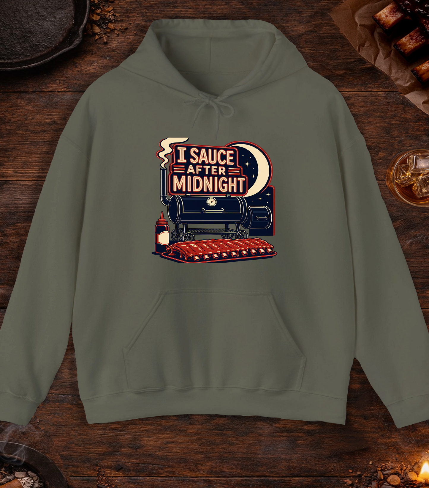 I Sauce After Midnight Hoodie - Military Green