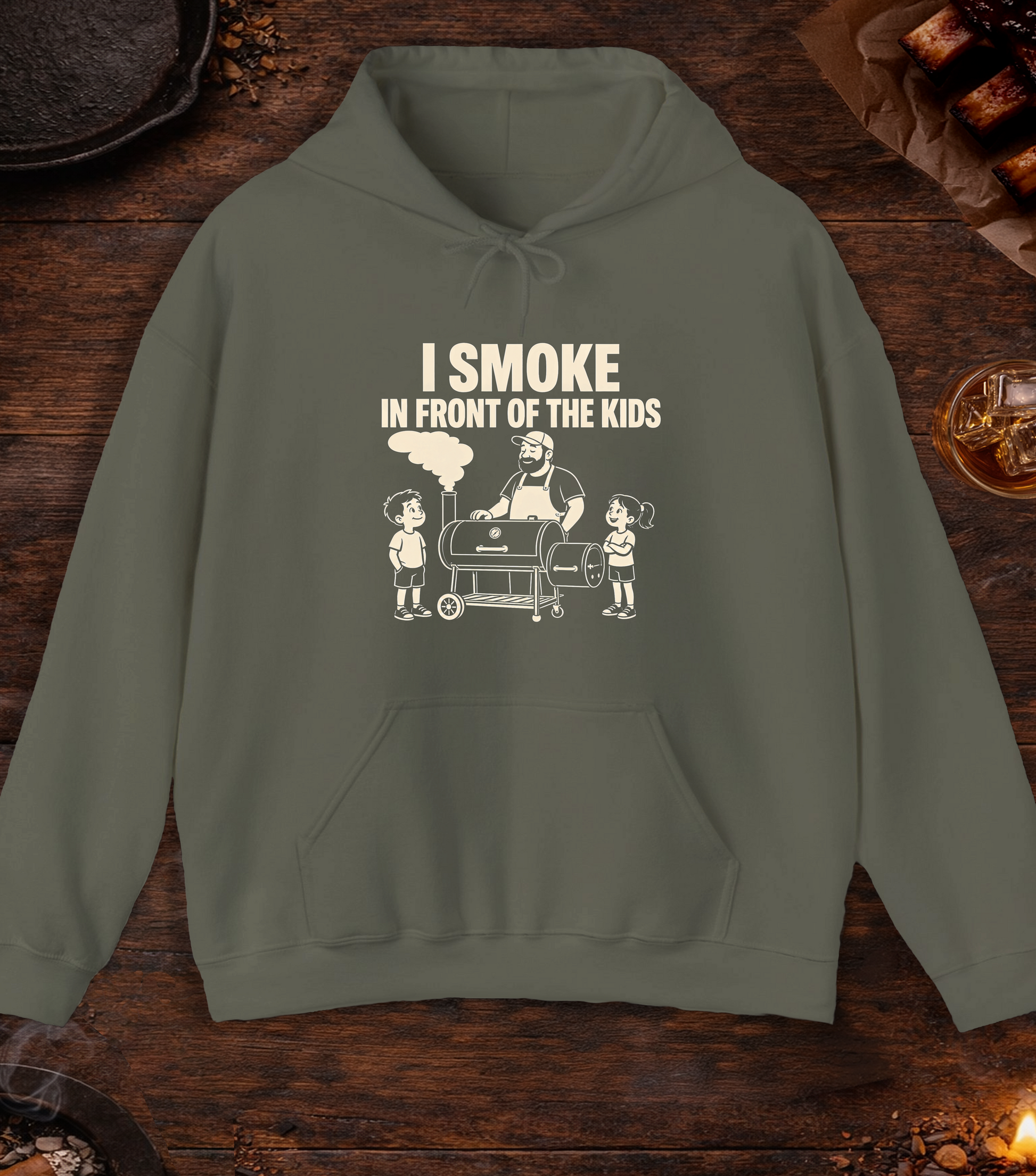 Smoke Kids Hoodie - Military Green