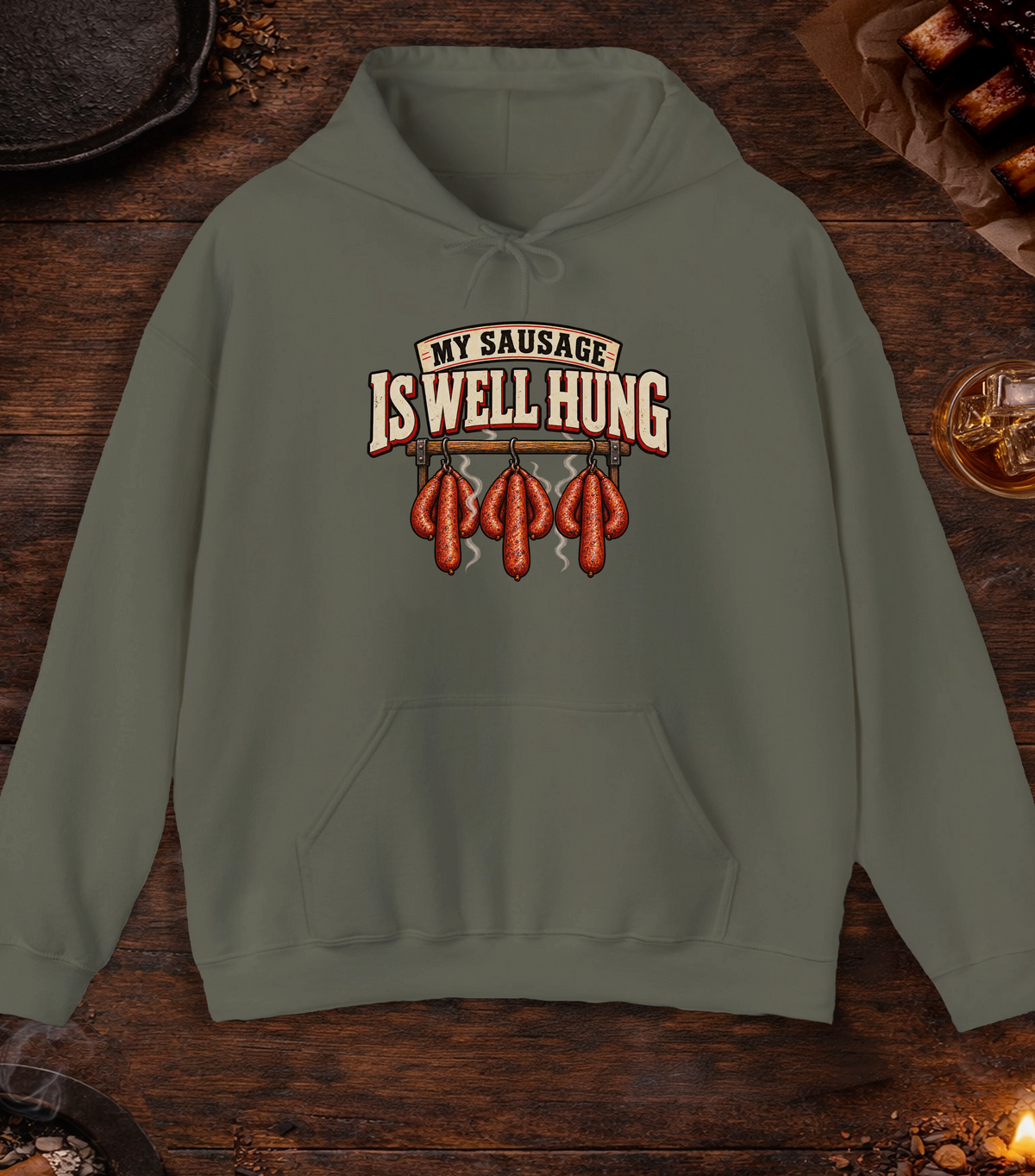 Well Hung Hoodie - Military Green