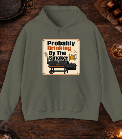 Drinking By Smoker Hoodie - Military Green