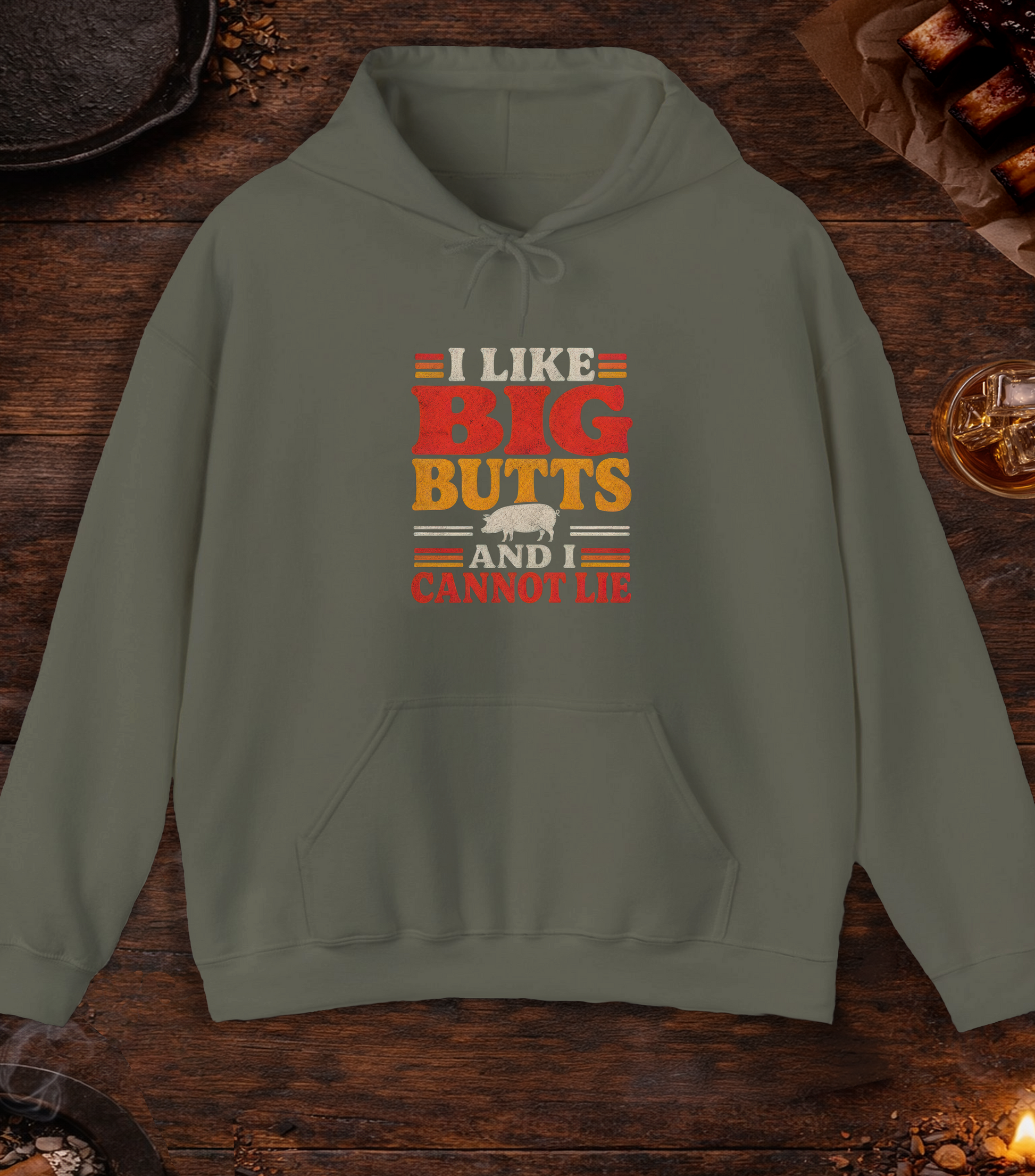 Like Big Butts Hoodie - Military Green