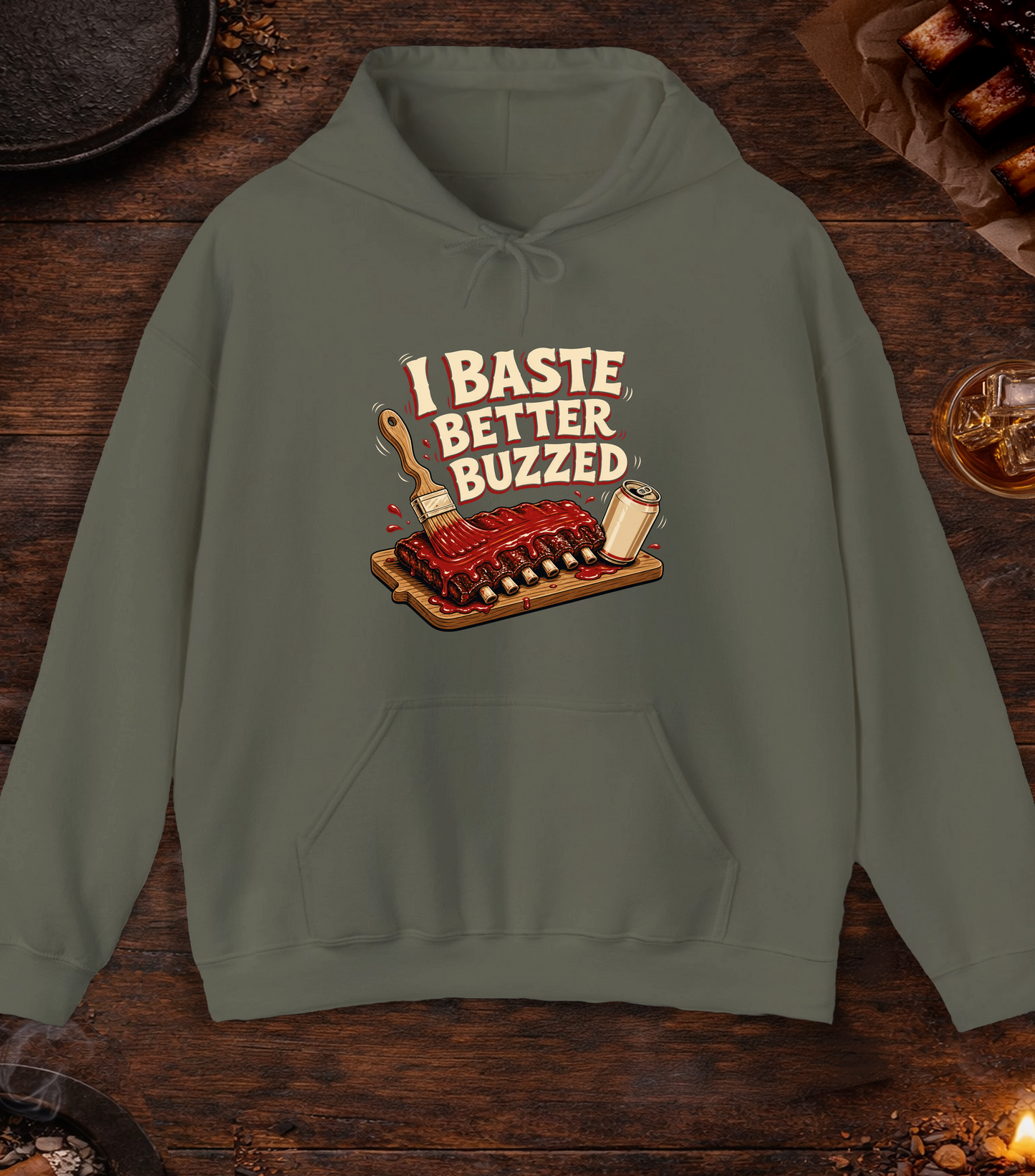 Baste Better Buzzed Hoodie - Military Green