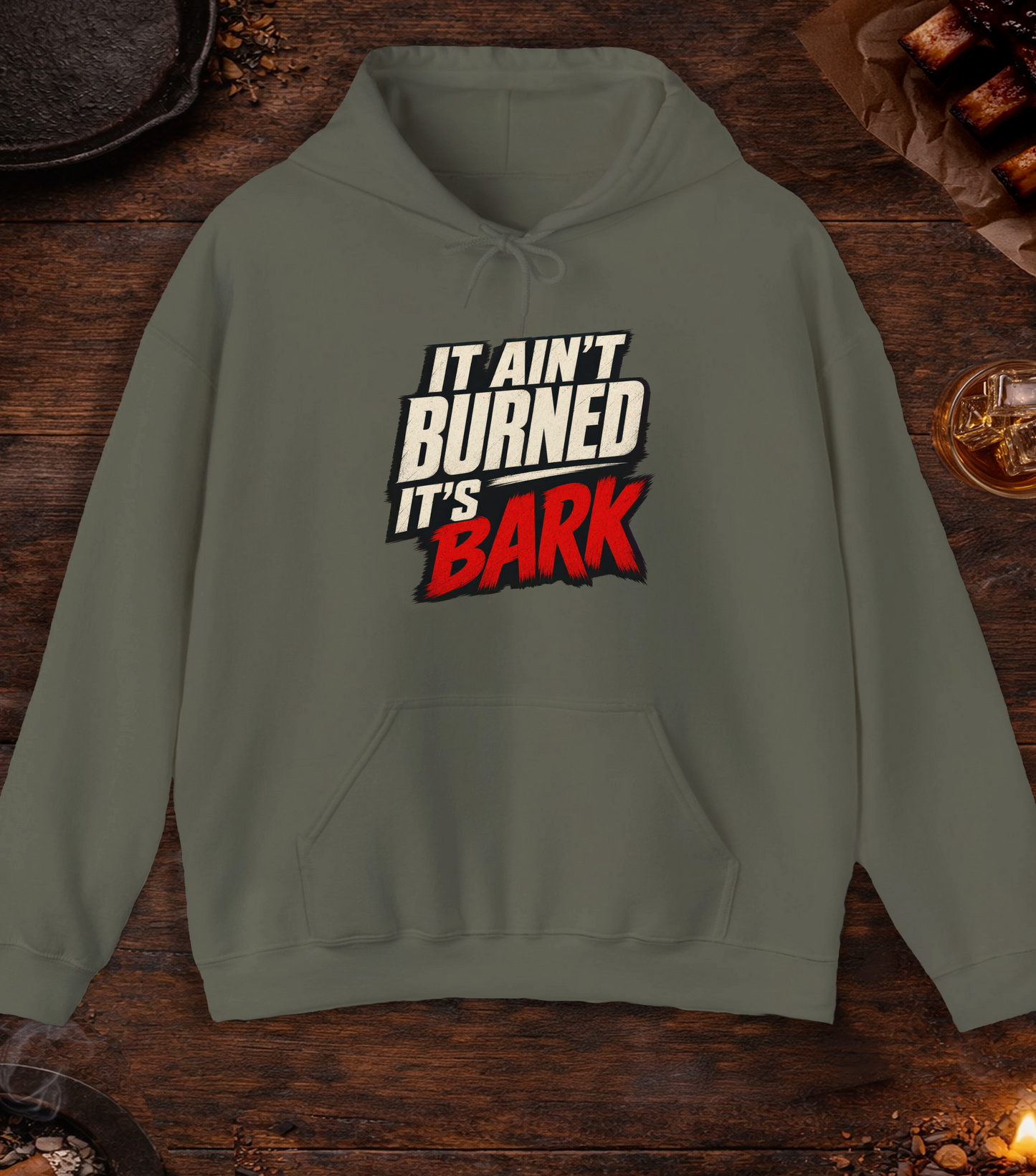 Not Burned Bark Hoodie - Military Green