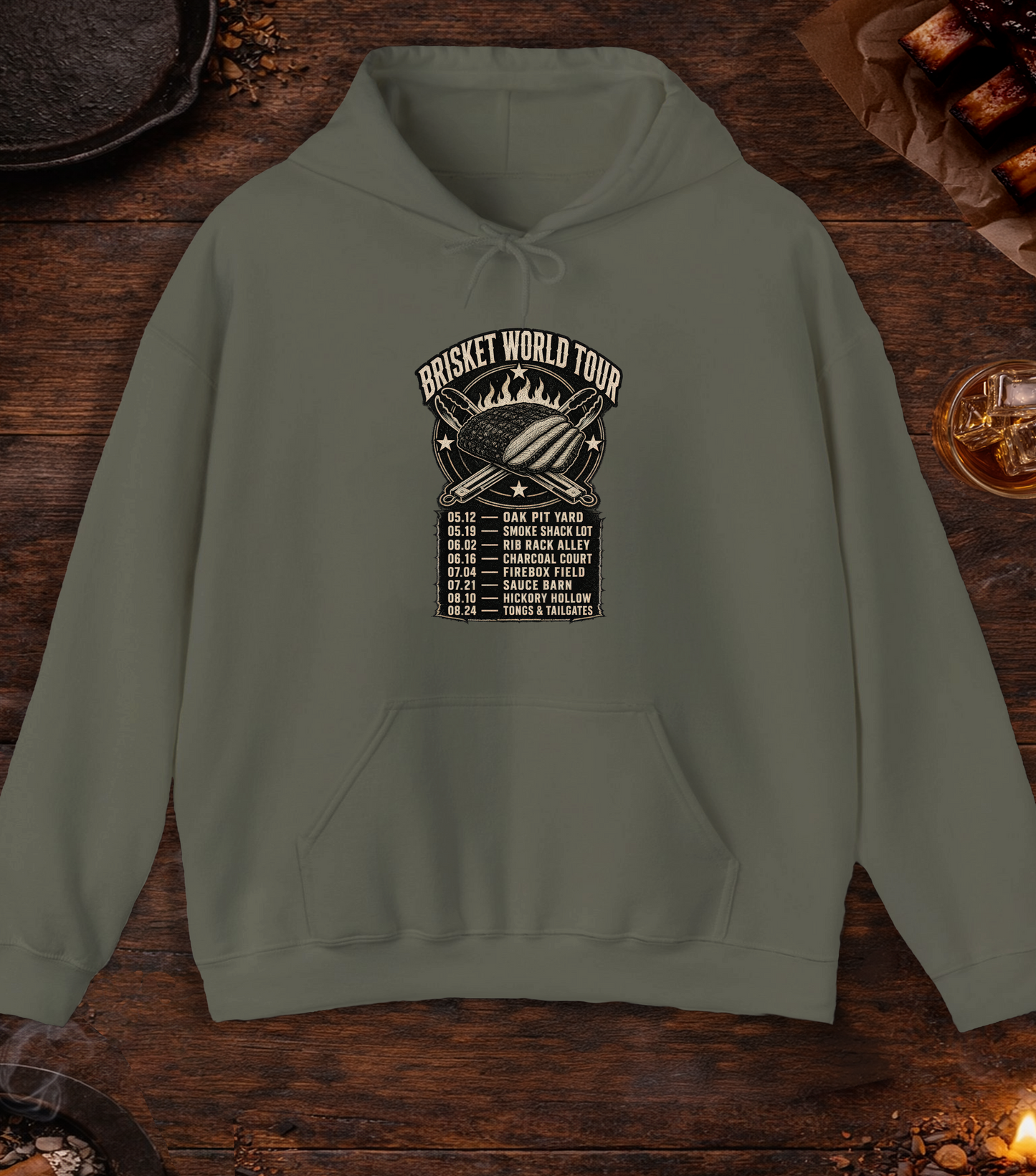 Brisket World Tour Hoodie - Military Green