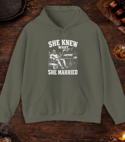 She Knew What She Married Hoodie - Military Green