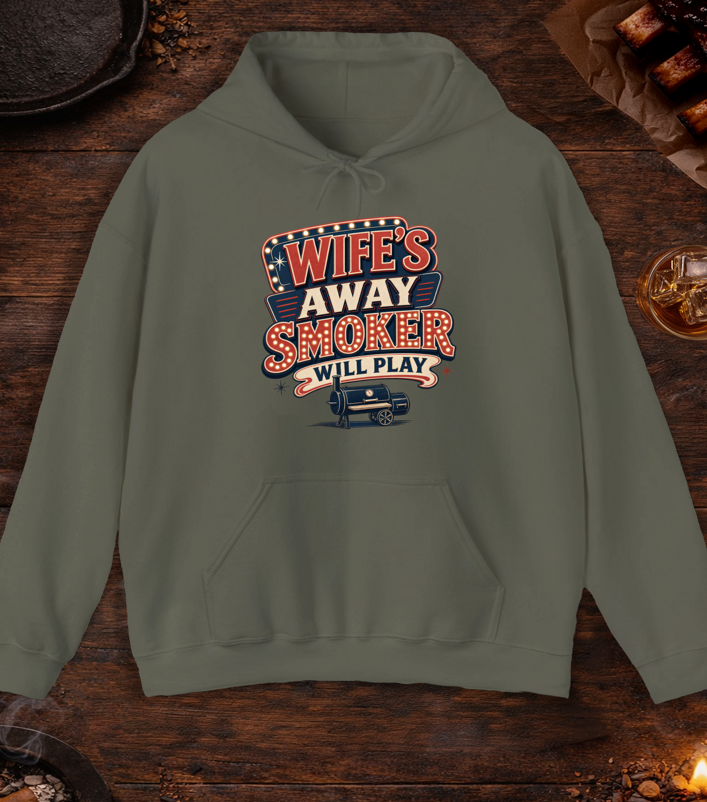 Wife's Away Hoodie - Military Green