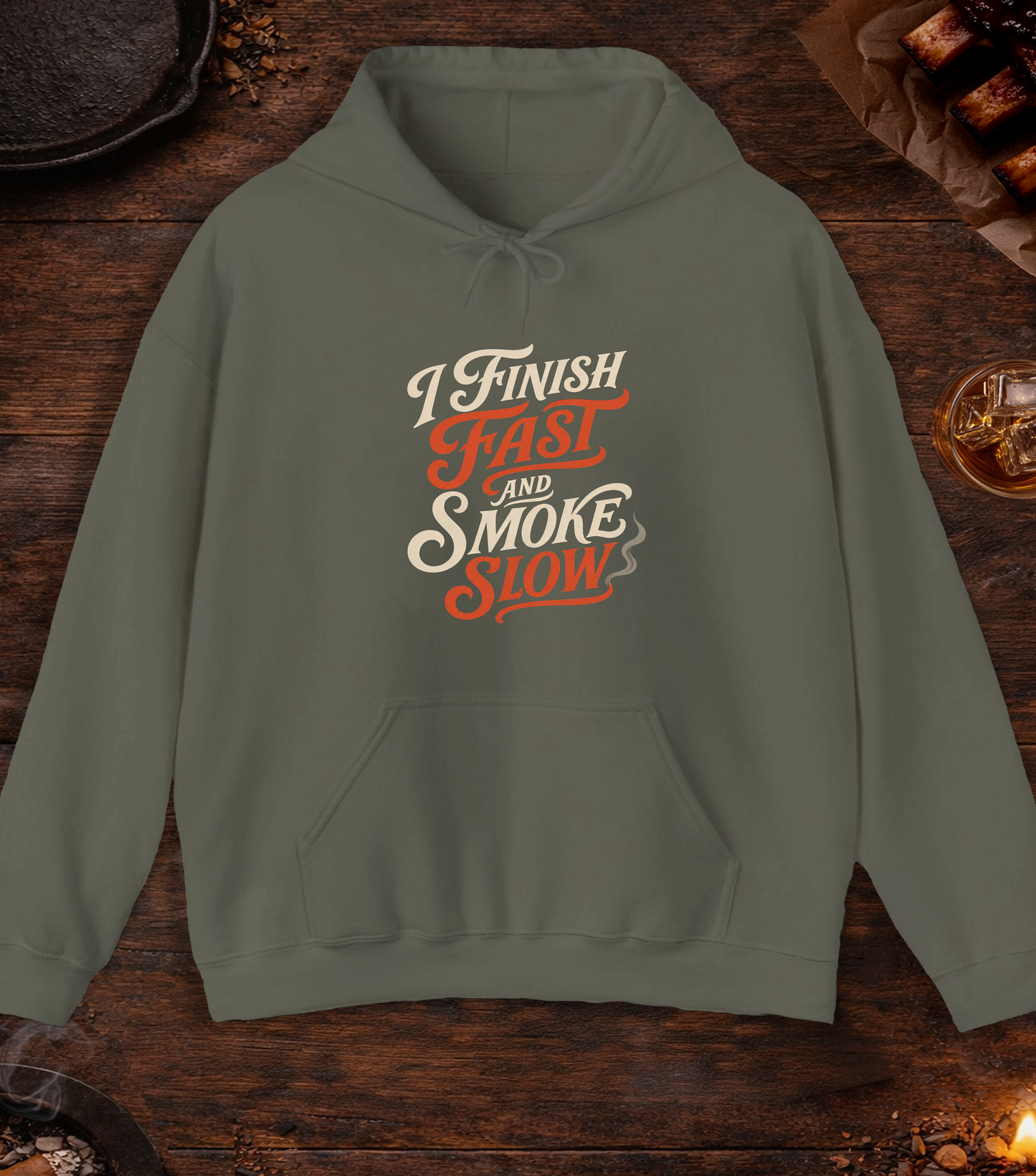 Finish Fast Smoke Slow Hoodie - Military Green