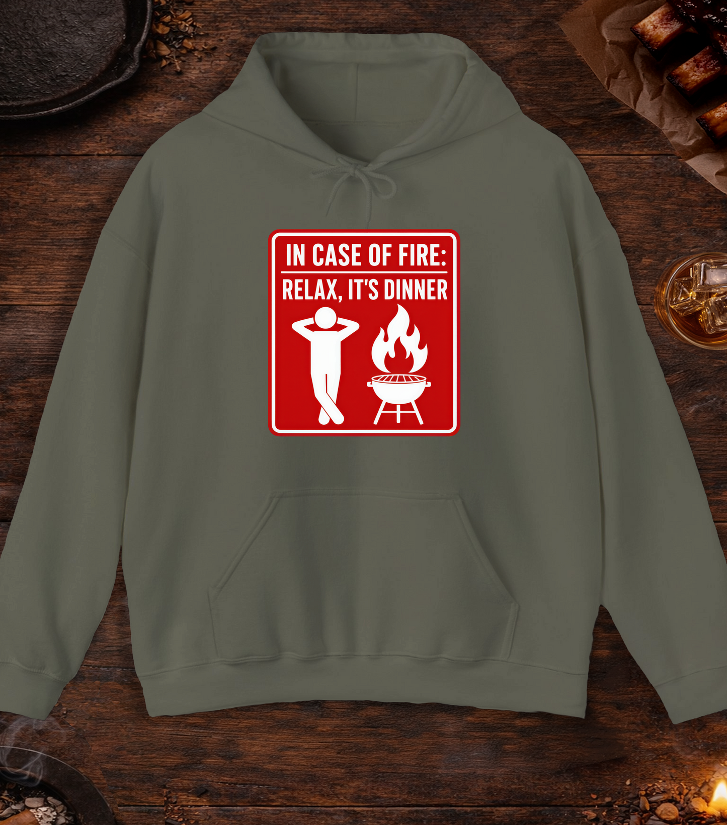 In Case of Fire Hoodie - Military Green