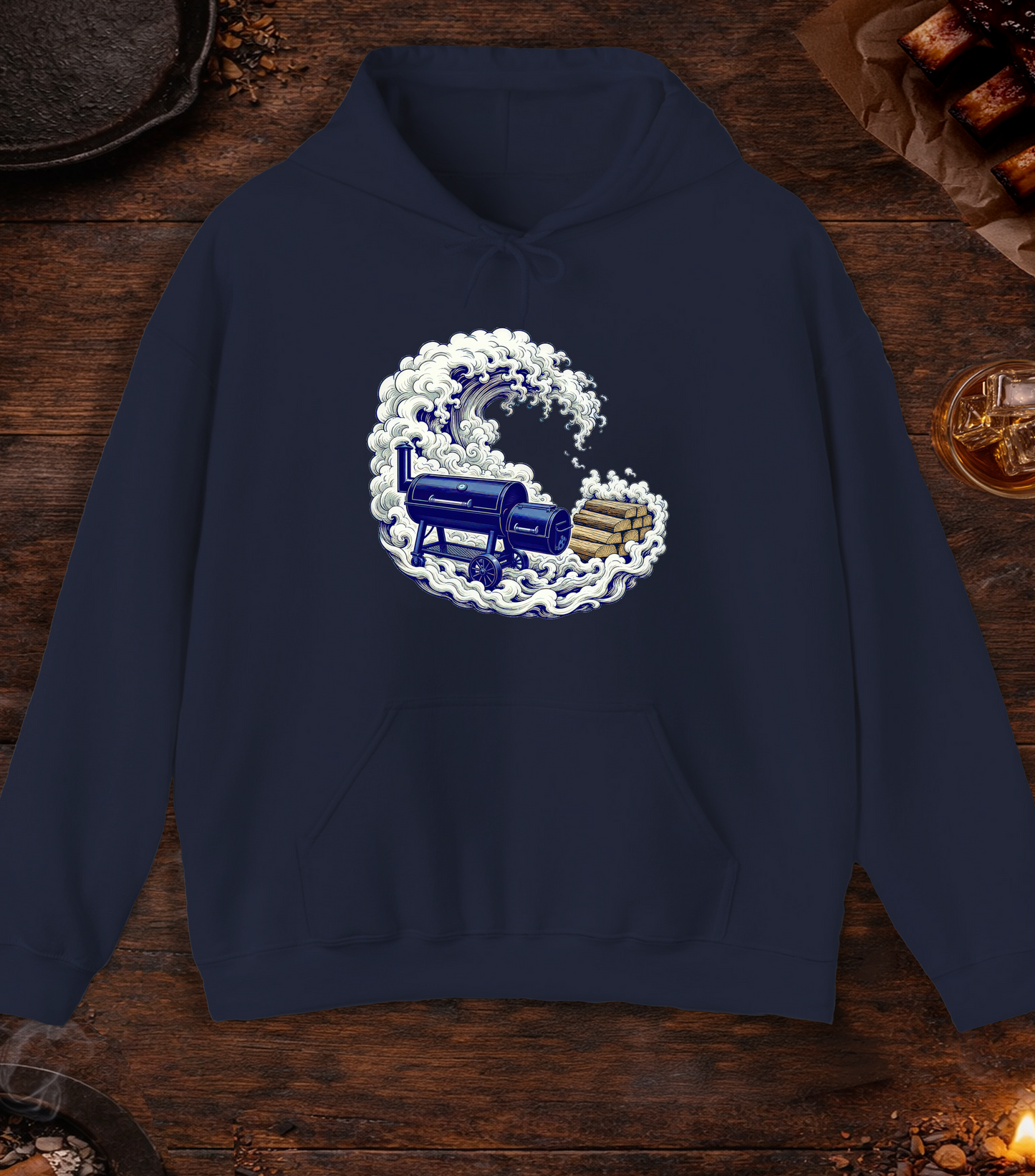 Smoke Wave Hoodie - Navy
