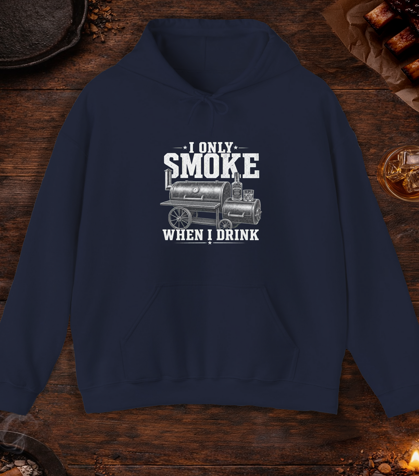 Smoke When I Drink Hoodie - Navy