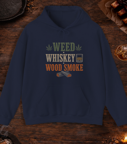 Weed Whiskey Wood Smoke Hoodie - Navy