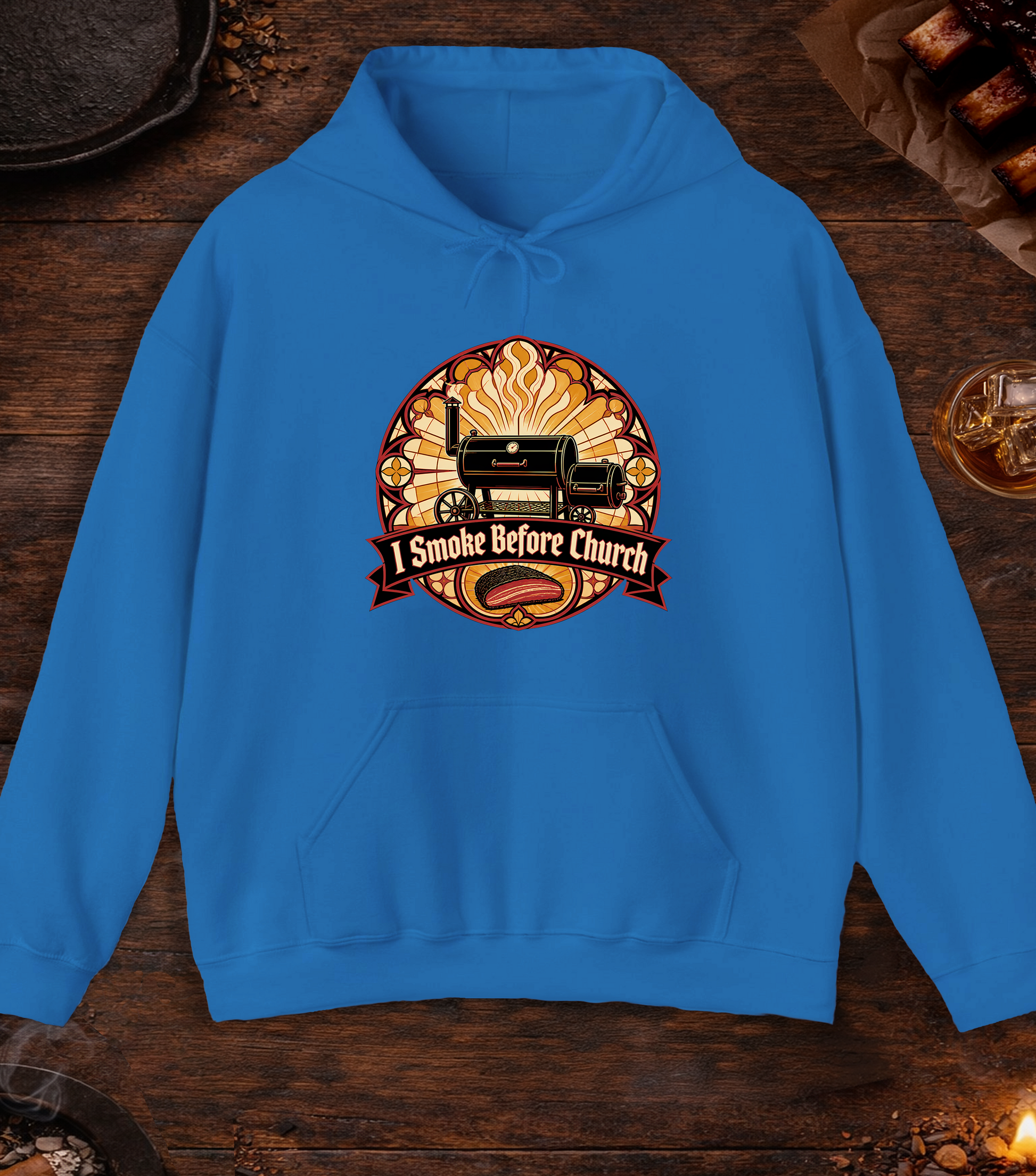 I Smoke Before Church Hoodie - Royal