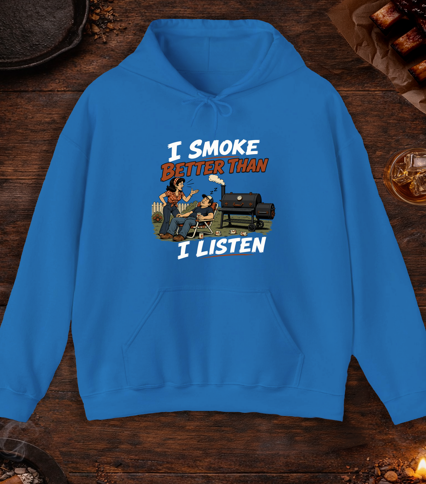 I Smoke Better Than I Listen Hoodie - Royal