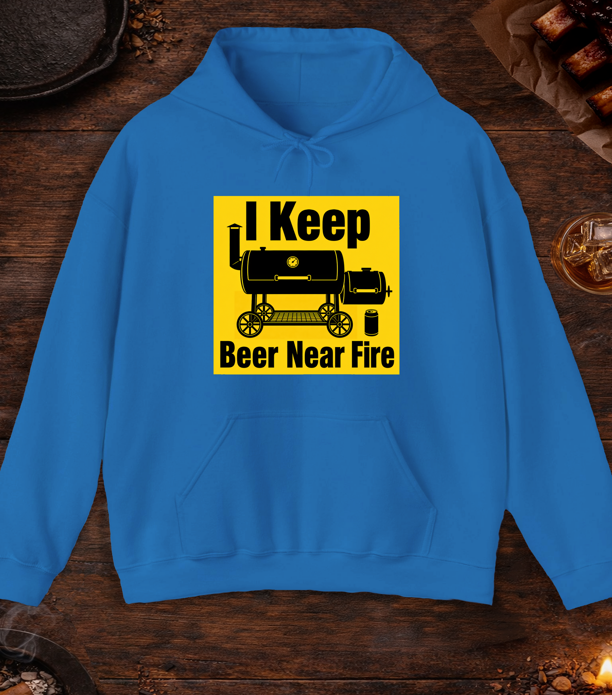 I Keep Beer Near Fire Hoodie - Royal