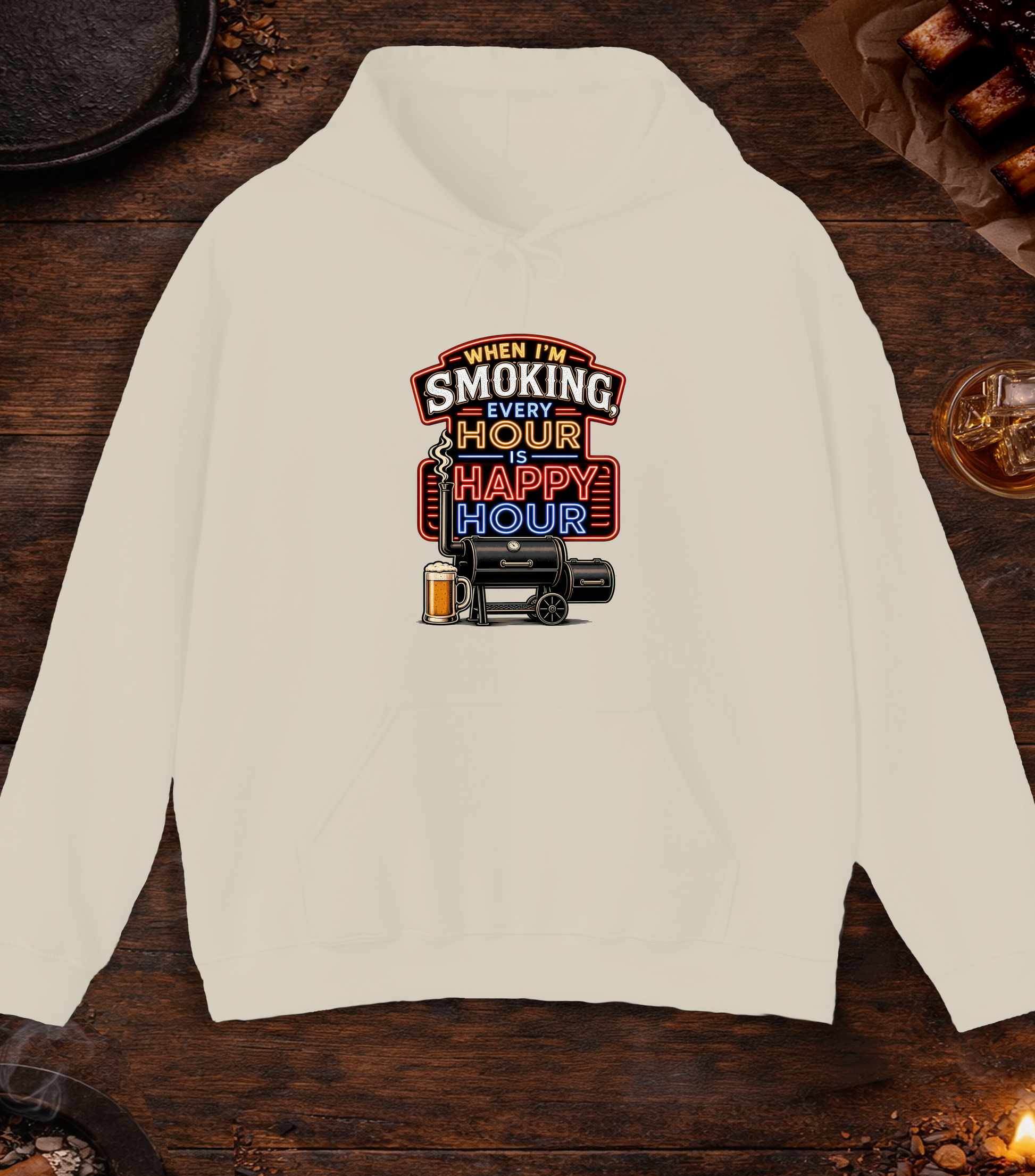 Smoking Happy Hour Hoodie - Sand