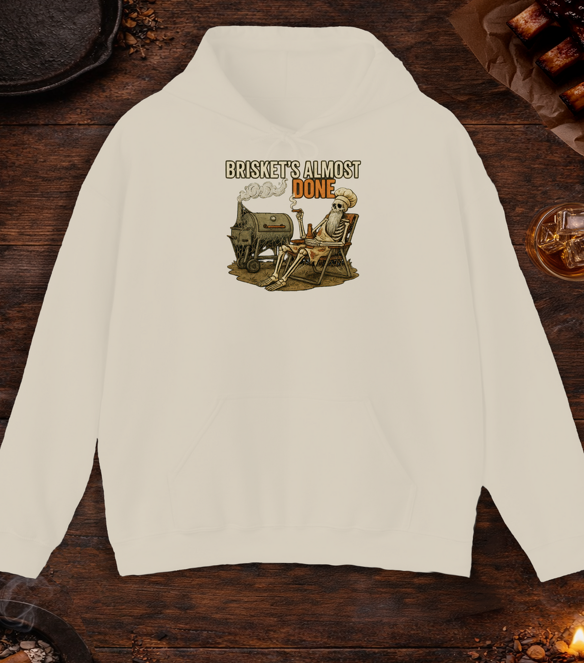 Briskets Almost Done Hoodie - Sand
