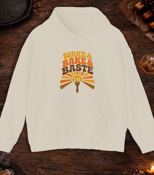 Wake and Bake and Baste Hoodie - Sand