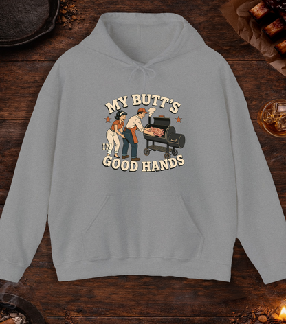 My Butt's In Good Hands Hoodie - Sport Grey