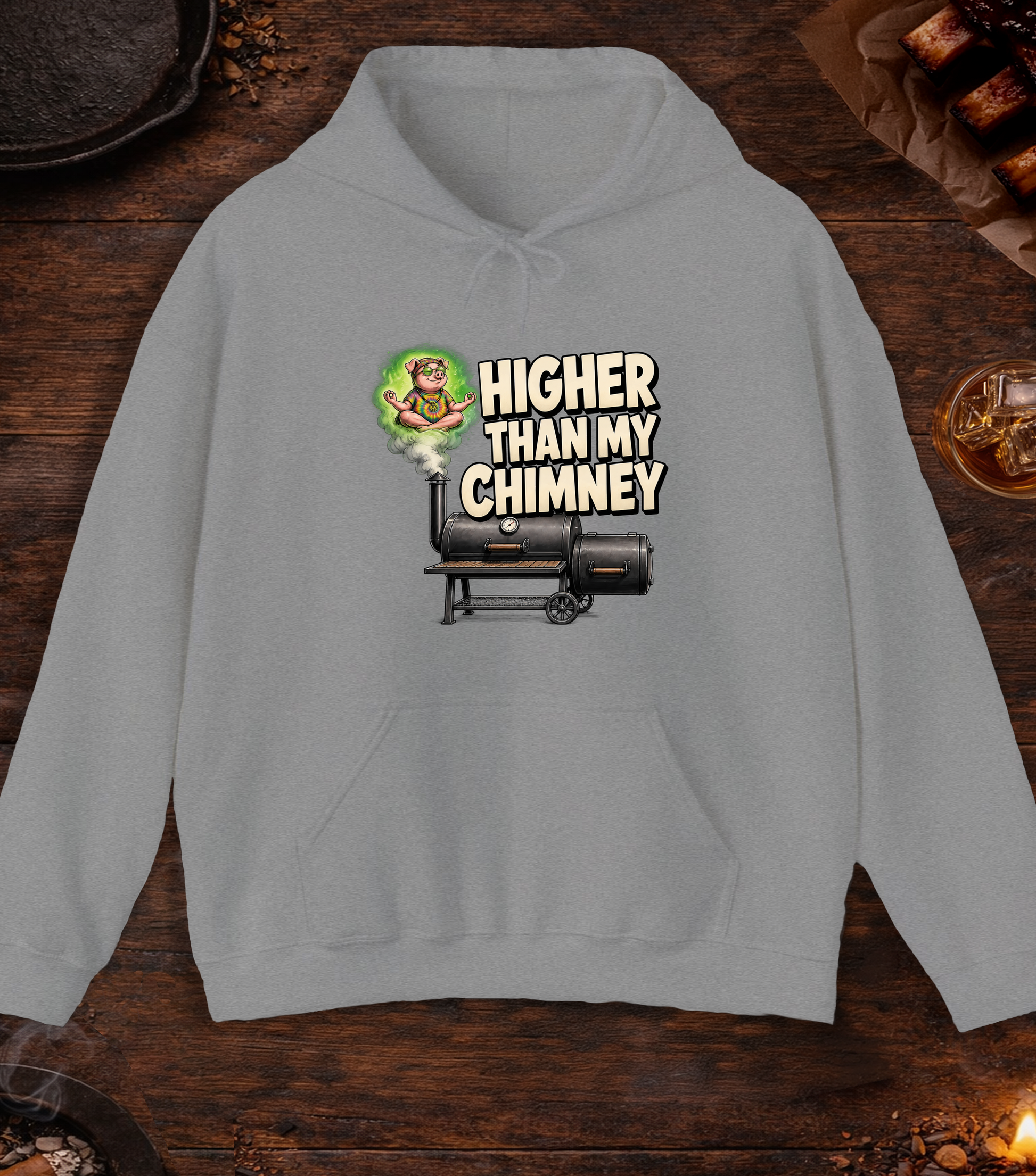 Higher Than Chimeny Hoodie - Sport Grey