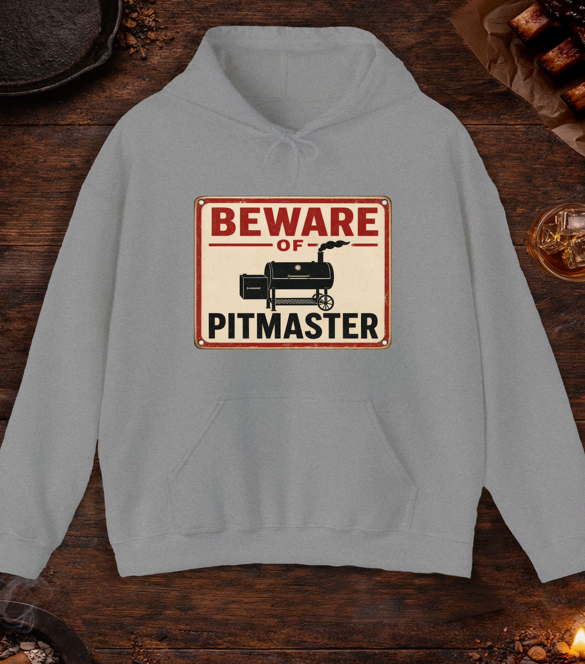 Beware of Pitmaster Hoodie - Sport Grey