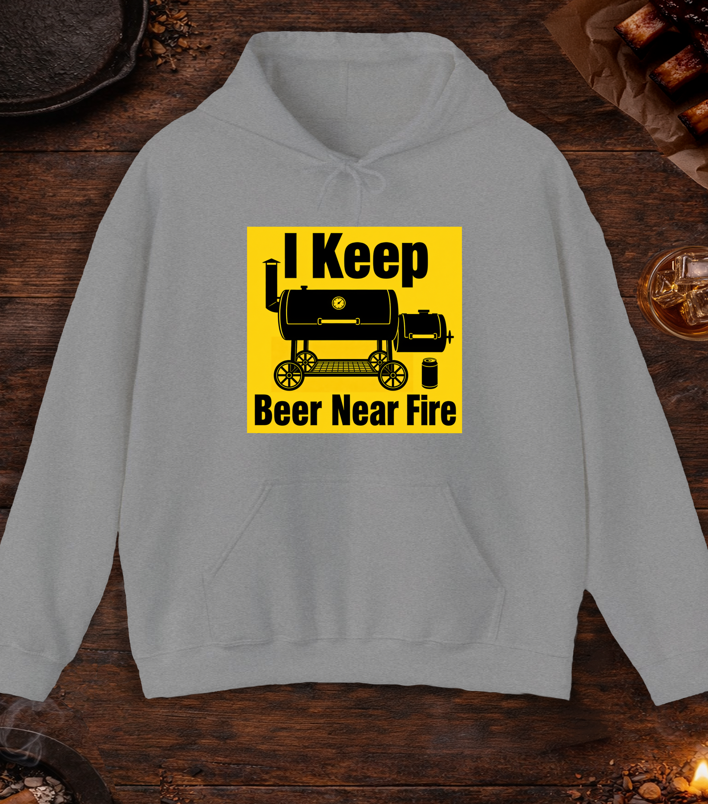 I Keep Beer Near Fire Hoodie - Sport Grey