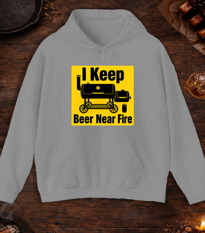 I Keep Beer Near Fire Hoodie - Sport Grey