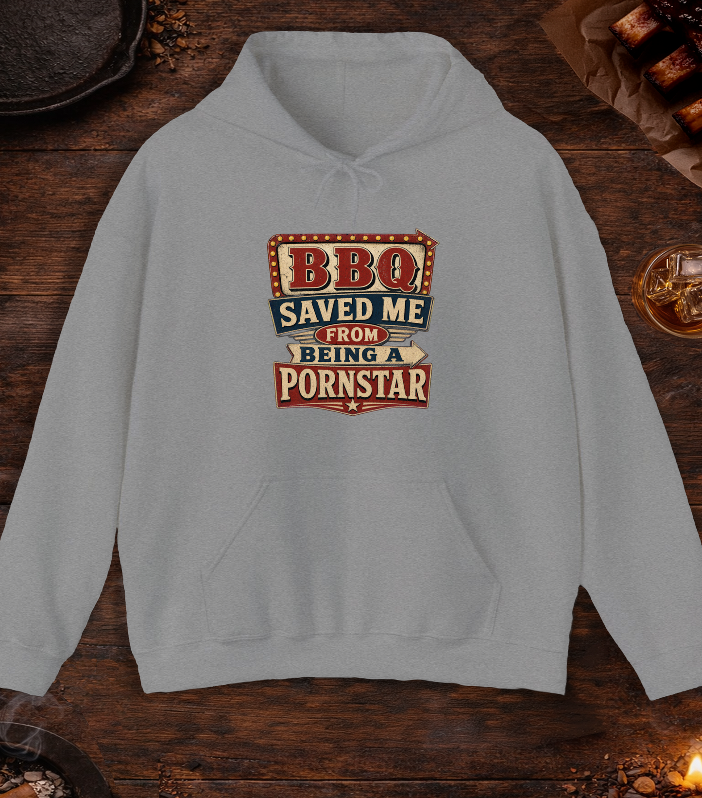 BBQ Saved Me Hoodie - Sport Grey