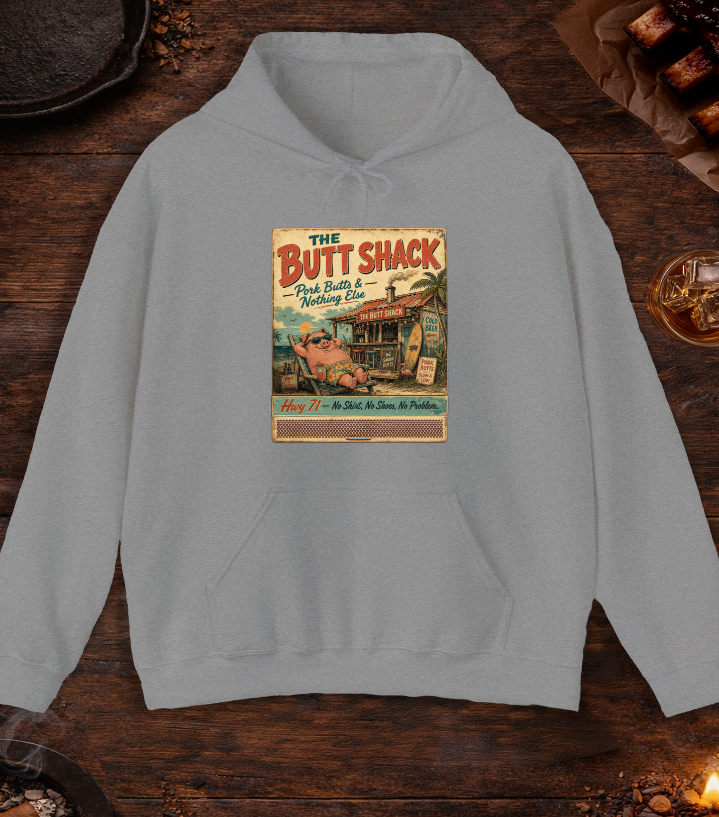 Butt Shack Matchbook Hoodie - Sport Grey