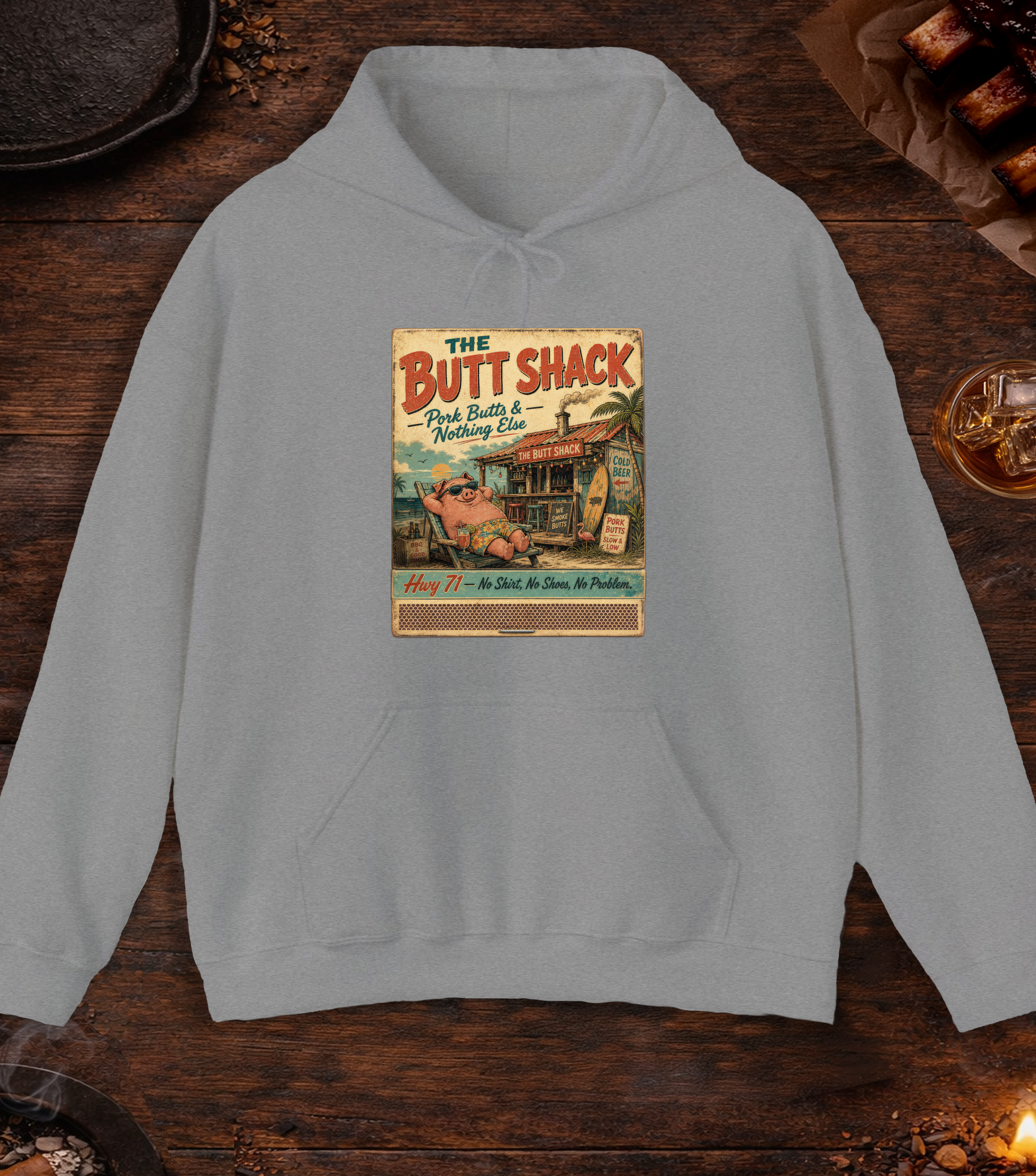 Butt Shack Matchbook Hoodie - Sport Grey