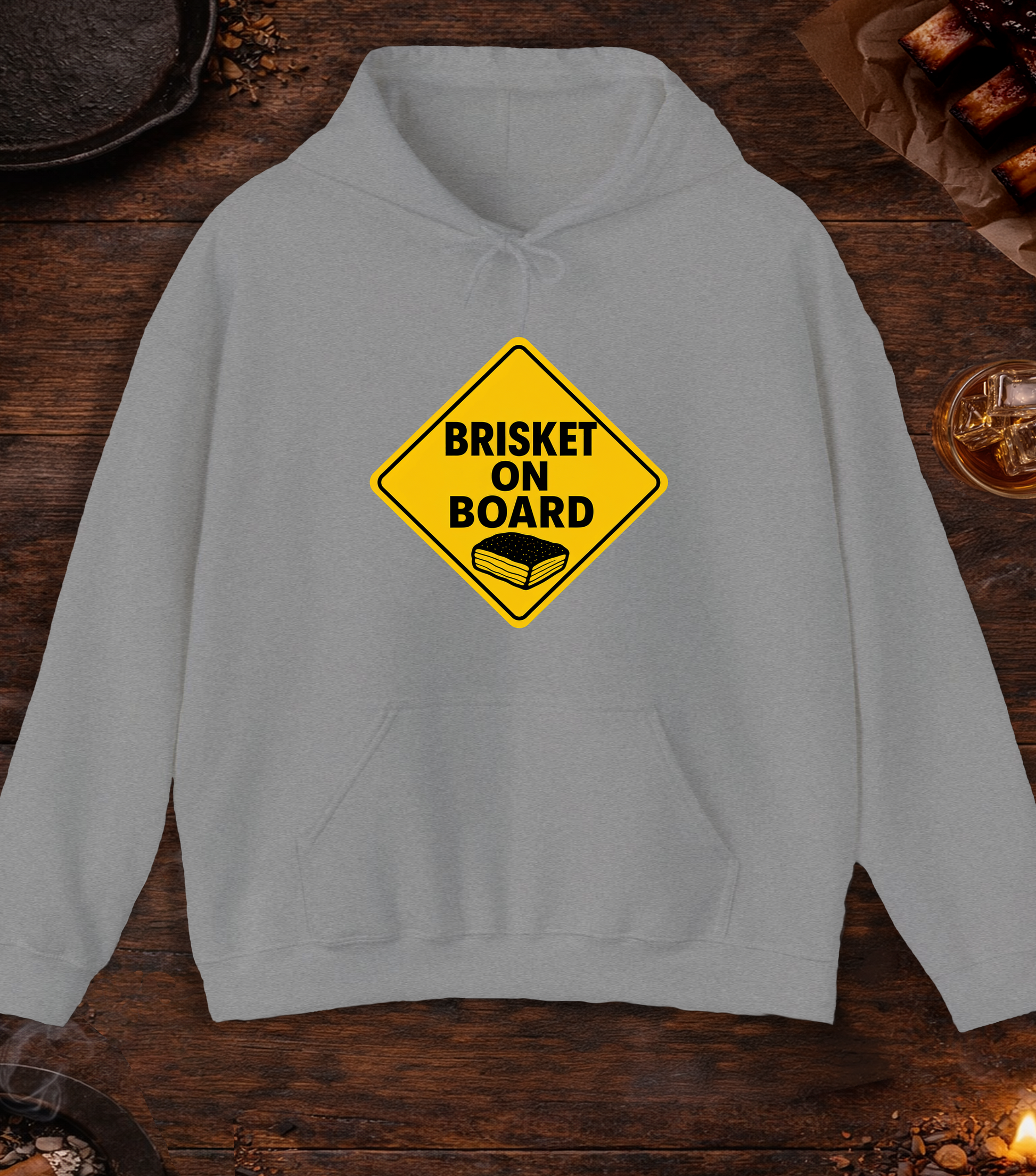 Brisket on Board Hoodie - Sport Grey