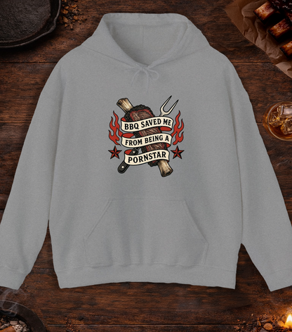 BBQ Saved Me Tattoo Hoodie - Sport Grey