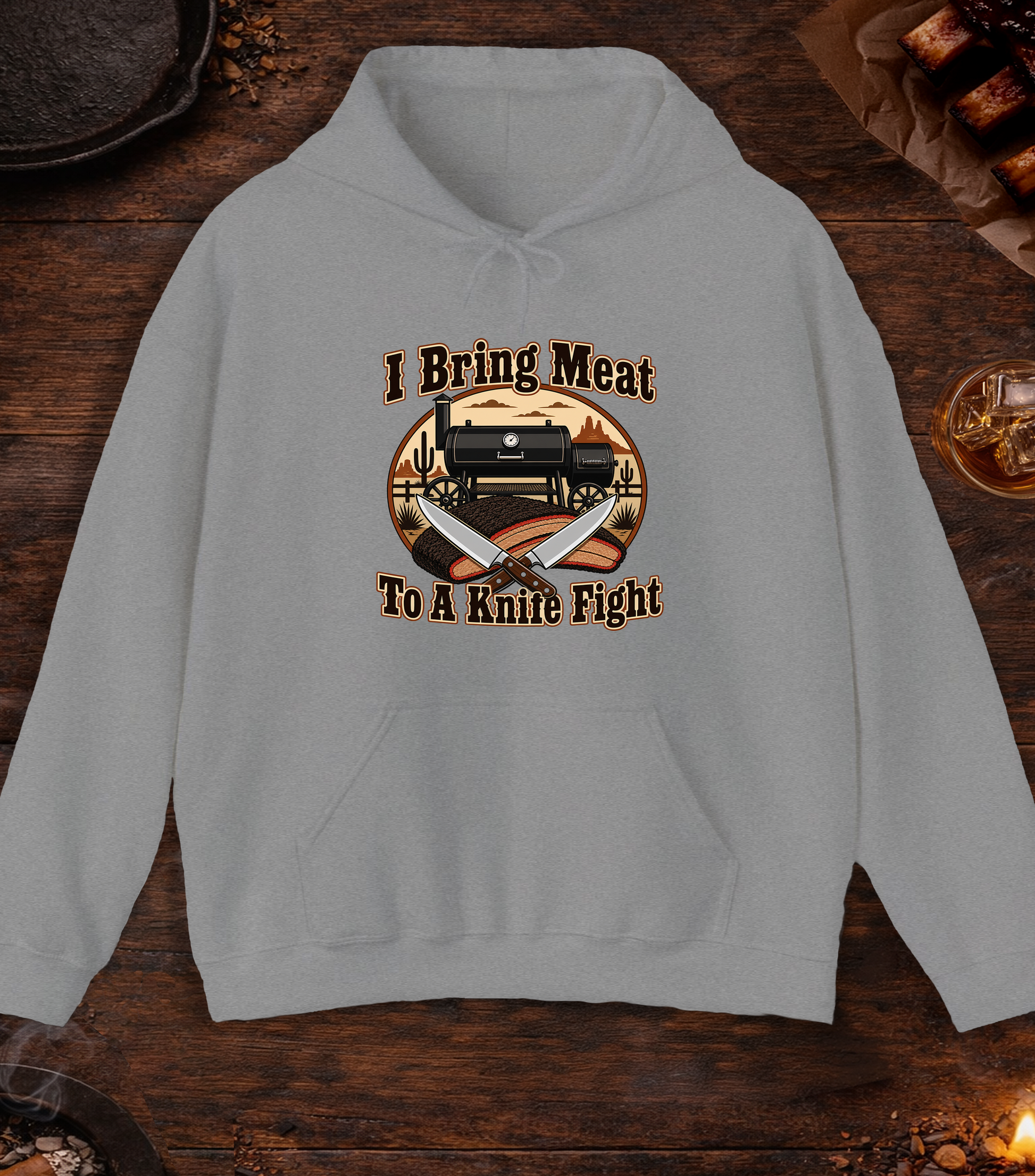 I Bring Meat To A Knife Fight Hoodie - Sport Grey