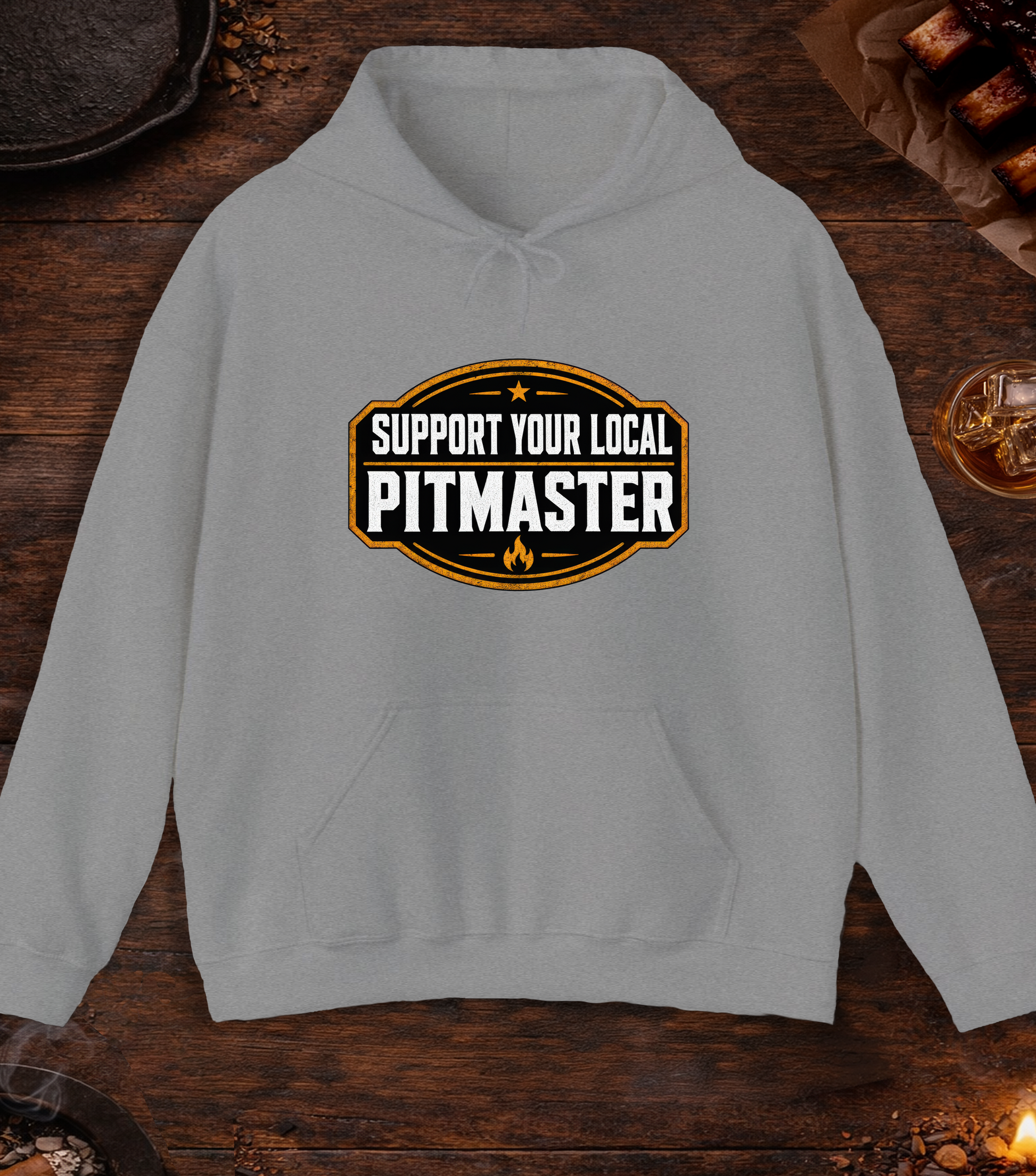 Support Your Pitmaster Hoodie - Sport Grey