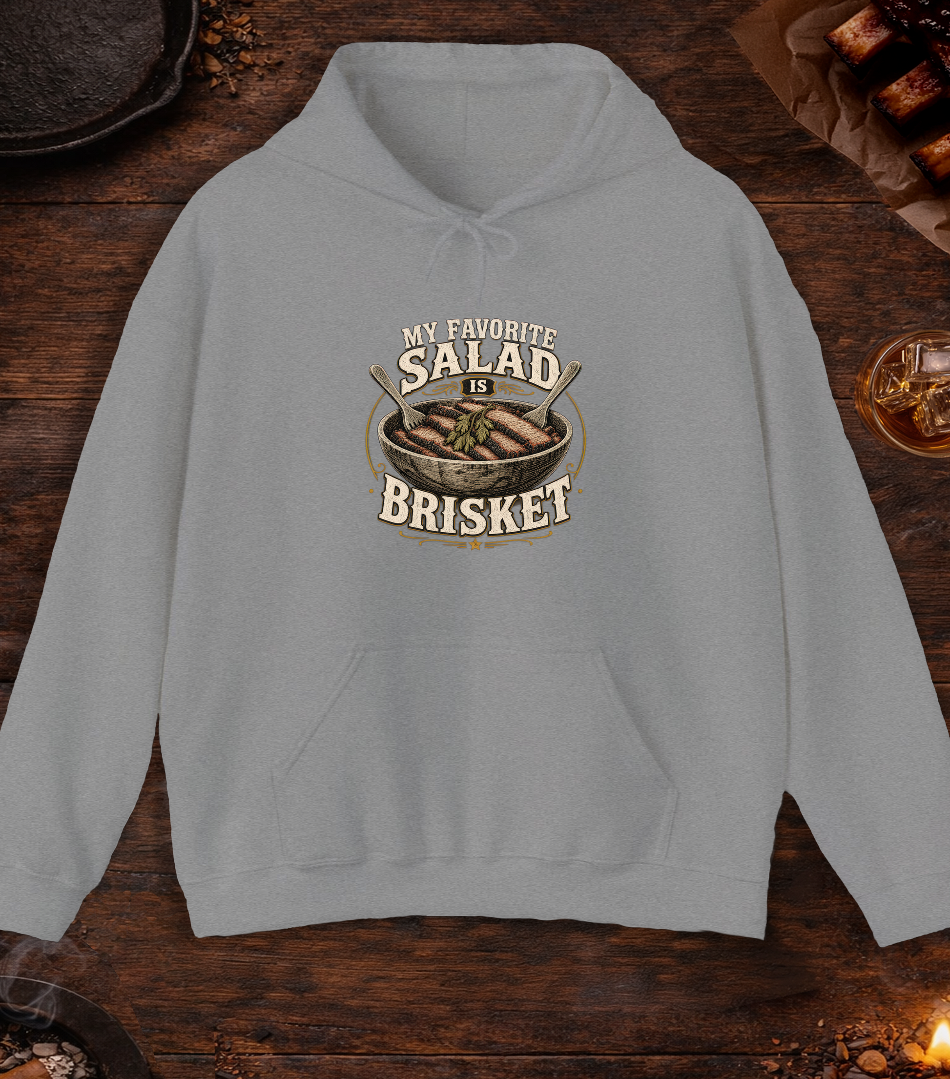 Favorite Salad Is Brisket Hoodie - Sport Grey